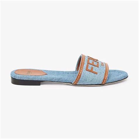 fendi leather slide sandals|Fendi denim slides.